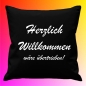 Preview: Kissenbezug 40 x 40 cm: Motiv: Herzlich Willkommen wäre übertrieben! - schwarz