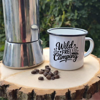 Emaille Tasse: Wild  Frei  Camping