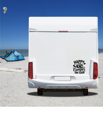 Wohnmobil Aufkleber: Happy Camper on Tour