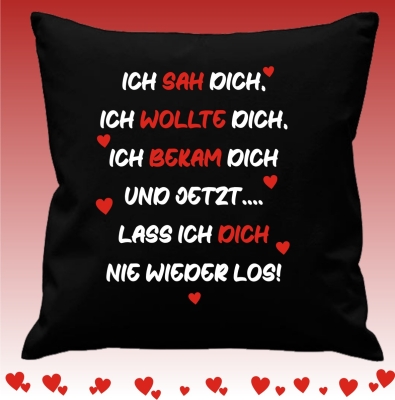 Kissenbezug 40 x 40 cm: Ich sah Dich, Ich wollte Dich, Ich bekam Dich und jetzt.... lass ich Dich nie wieder los!
