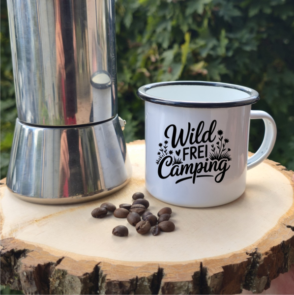 Emaille Tasse: Wild  Frei  Camping