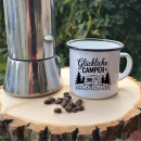 Emaille Tasse: Glückliche Camper